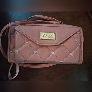Luv Betsey by Betsey Johnson Claire Pink quilted double gusset crossbody bag